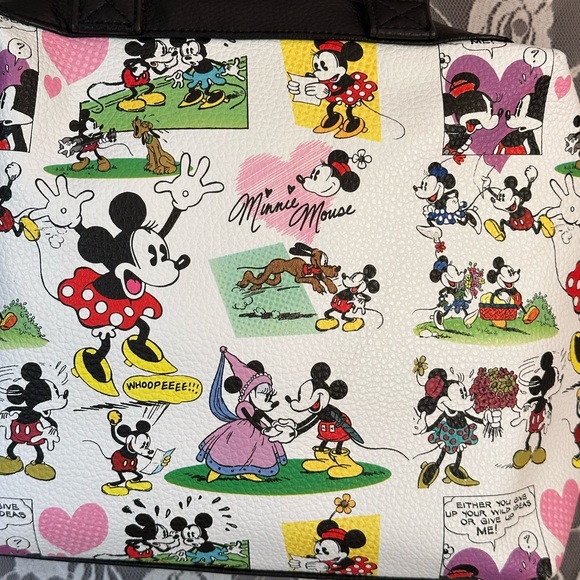 NWOT Disney Parks Minnie and Mickey Retro Comic Print Shoulder Bag - Picture 4 of 10